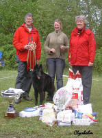 Best in Show at the Swedish specialty in May 2006. Judged by Lorna England in the breed and Lorna and Paul England in the finals.
